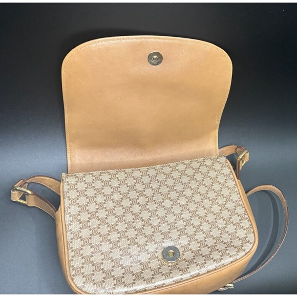 CELINE Macadam Crossbody Bag Shoulder Bag Beige/Brown PVC Leather Pre-owned‎ - Picture 6 of 10